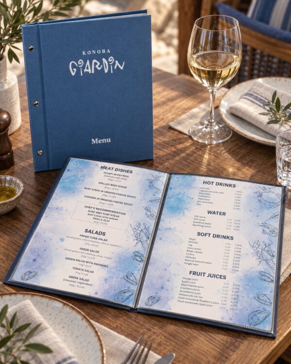 Classic Line – plavi jelovnik sa logotipom