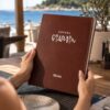 Classic Brown – kožni meni sa ušivenim koricama