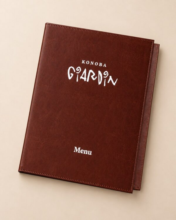 Classic Brown – kožni meni sa ušivenim koricama