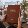 Classic Brown – kožni meni sa ušivenim koricama